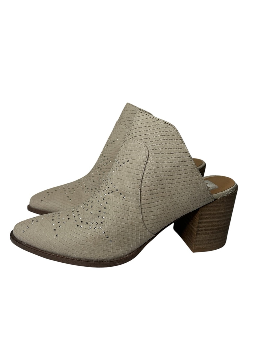 New Dolce Vita Tarran women's mule shoe in an off-white snake-embossed finish